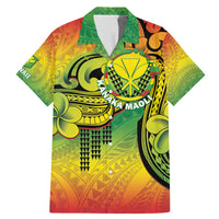 Hawaii Flag Day Family Matching Mermaid Dress and Hawaiian Shirt Kanaka Maoli With Kakau Polynesian Pattern LT14 Dad's Shirt - Short Sleeve Green - Polynesian Pride