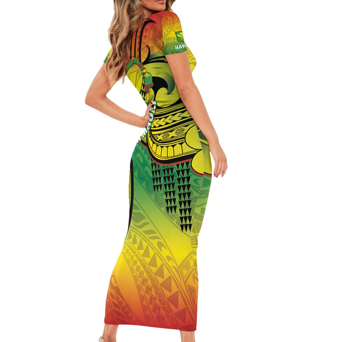 Hawaii Flag Day Family Matching Short Sleeve Bodycon Dress and Hawaiian Shirt Kanaka Maoli With Kakau Polynesian Pattern LT14 - Polynesian Pride