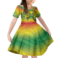 Hawaii Flag Day Family Matching Summer Maxi Dress and Hawaiian Shirt Kanaka Maoli With Kakau Polynesian Pattern LT14 Daughter's Dress Green - Polynesian Pride