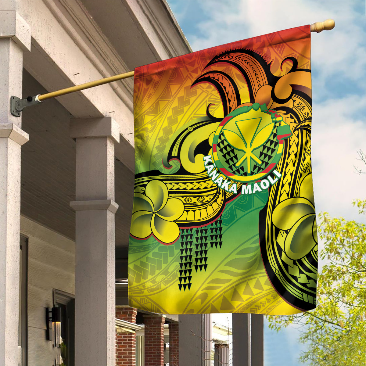 Hawaii Flag Day Garden Flag Kanaka Maoli With Kakau Polynesian Pattern LT14 House Flag Green - Polynesian Pride