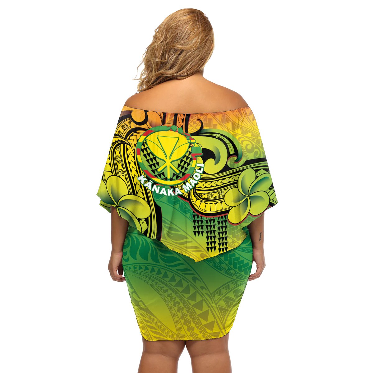 Hawaii Flag Day Off Shoulder Short Dress Kanaka Maoli With Kakau Polynesian Pattern LT14