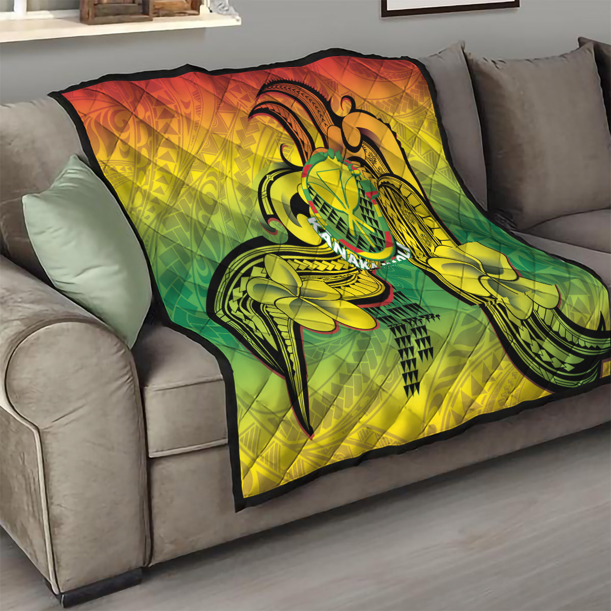 Hawaii Flag Day Quilt Kanaka Maoli With Kakau Polynesian Pattern LT14 - Polynesian Pride