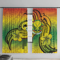 Hawaii Flag Day Window Curtain Kanaka Maoli With Kakau Polynesian Pattern LT14 With Hooks Green - Polynesian Pride