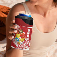 Tonga Rugby Custom 4 in 1 Can Cooler Tumbler Go ʻIkale Tahi Go Tongan Tapa Cloth LT14 - Polynesian Pride
