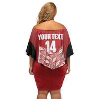 Tonga Rugby Custom Family Matching Off Shoulder Short Dress and Hawaiian Shirt Go ʻIkale Tahi Go Tongan Tapa Cloth LT14 - Polynesian Pride
