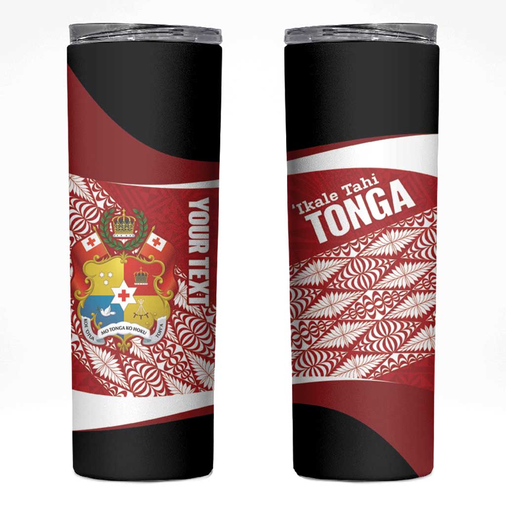 Tonga Rugby Custom Skinny Tumbler Go ʻIkale Tahi Go Tongan Tapa Cloth