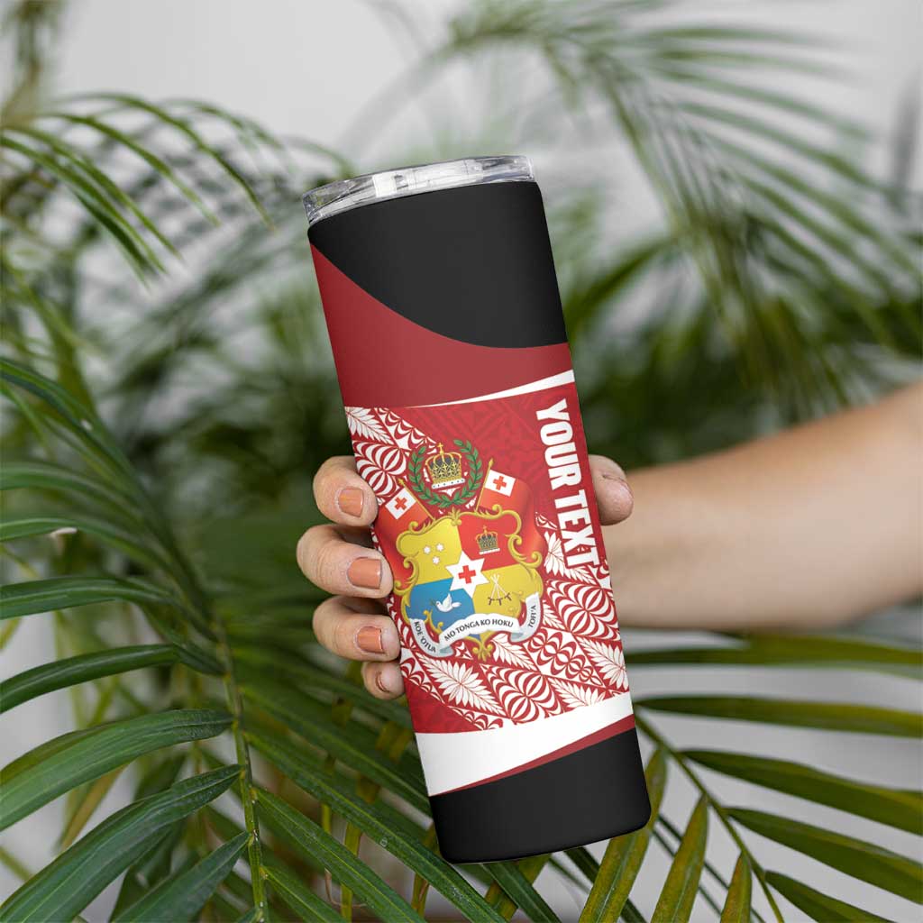Tonga Rugby Custom Skinny Tumbler Go ʻIkale Tahi Go Tongan Tapa Cloth