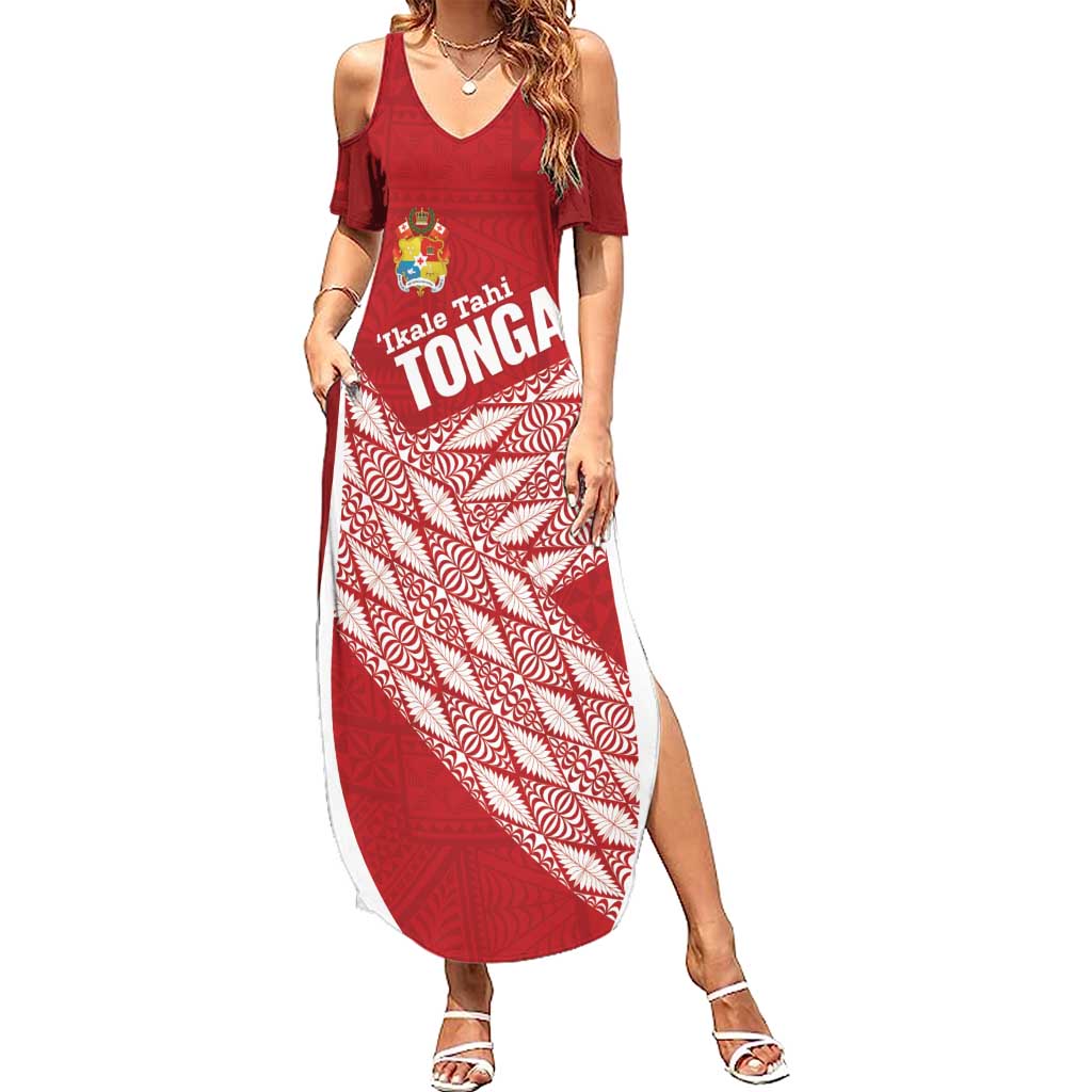 Tonga Rugby Custom Summer Maxi Dress Go ʻIkale Tahi Go Tongan Tapa Cloth
