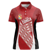 Tonga Rugby Custom Women Polo Shirt Go ʻIkale Tahi Go Tongan Tapa Cloth LT14 Female Red - Polynesian Pride