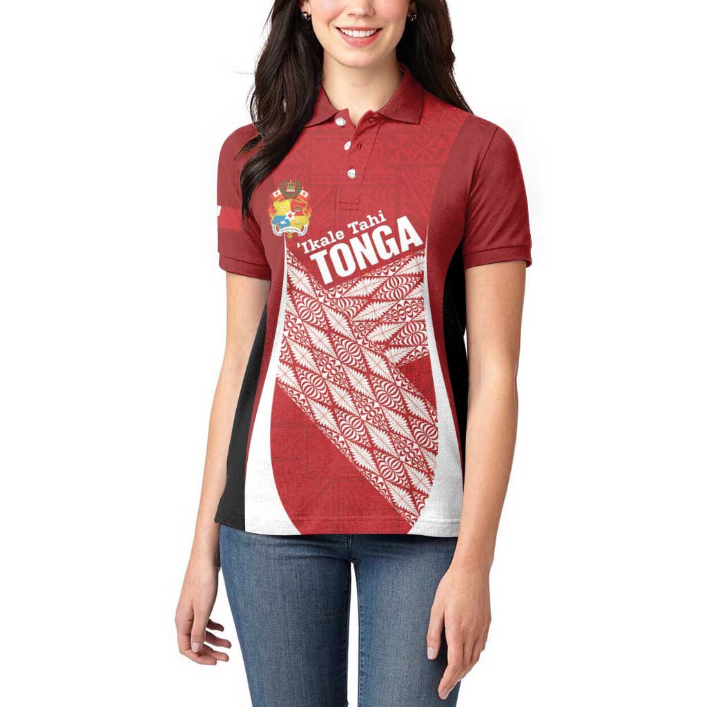 Tonga Rugby Custom Women Polo Shirt Go ʻIkale Tahi Go Tongan Tapa Cloth LT14 - Polynesian Pride