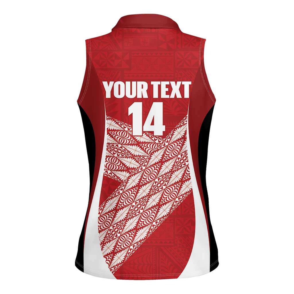 Tonga Rugby Custom Women Sleeveless Polo Shirt Go ʻIkale Tahi Go Tongan Tapa Cloth LT14 - Polynesian Pride