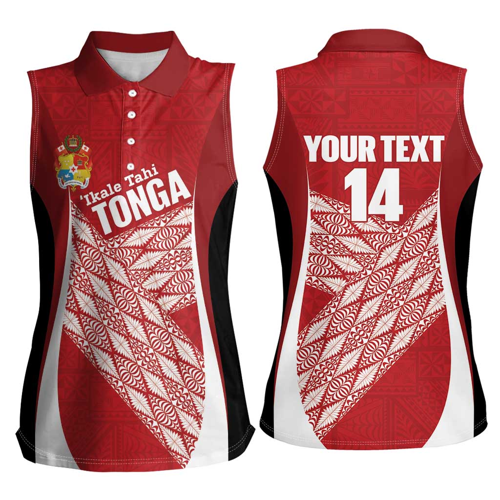 Tonga Rugby Custom Women Sleeveless Polo Shirt Go ʻIkale Tahi Go Tongan Tapa Cloth LT14 - Polynesian Pride