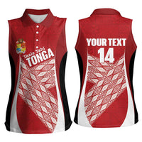 Tonga Rugby Custom Women Sleeveless Polo Shirt Go ʻIkale Tahi Go Tongan Tapa Cloth LT14 - Polynesian Pride