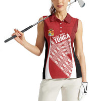 Tonga Rugby Custom Women Sleeveless Polo Shirt Go ʻIkale Tahi Go Tongan Tapa Cloth LT14 - Polynesian Pride