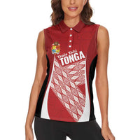 Tonga Rugby Custom Women Sleeveless Polo Shirt Go ʻIkale Tahi Go Tongan Tapa Cloth LT14 - Polynesian Pride