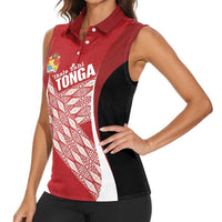 Tonga Rugby Custom Women Sleeveless Polo Shirt Go ʻIkale Tahi Go Tongan Tapa Cloth LT14 - Polynesian Pride