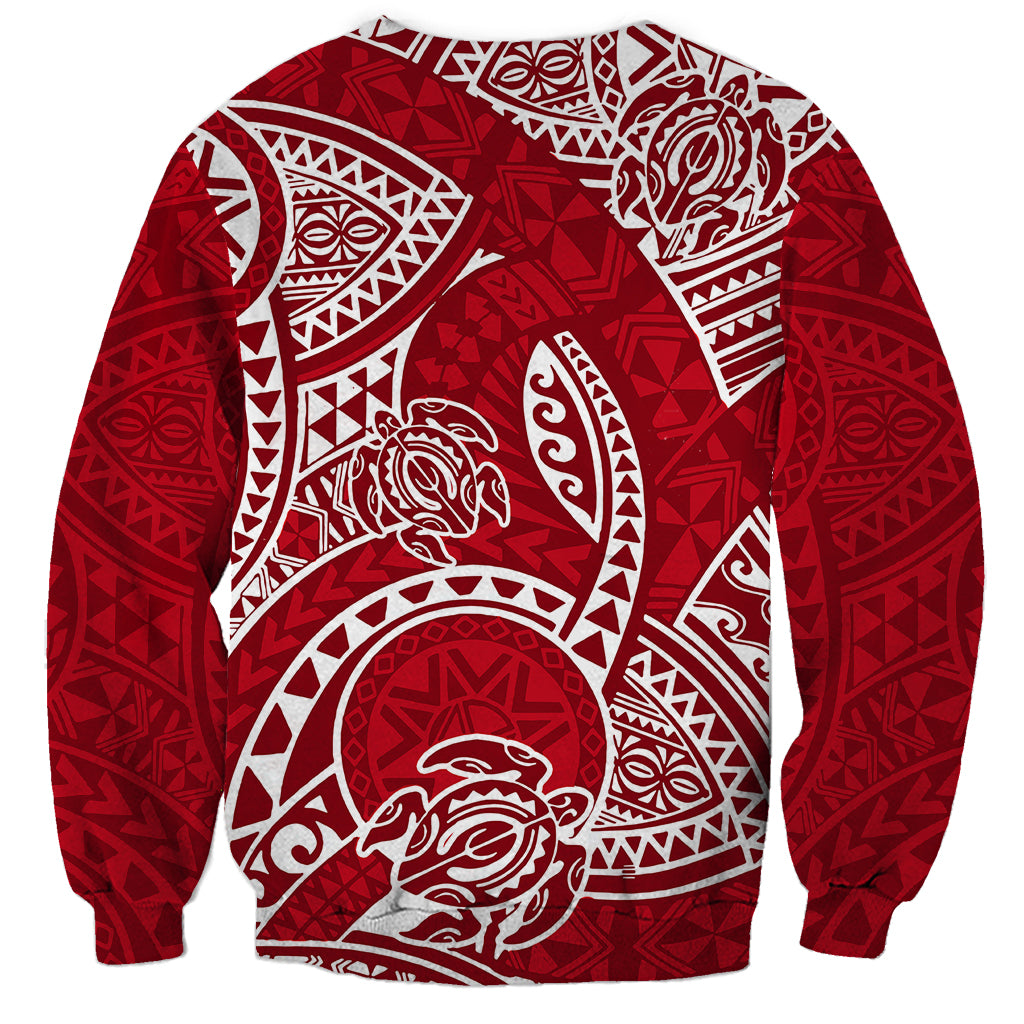 Polynesian Pride Hawaii Sweatshirt Hawaiian Tribal Honu Red Version LT14 - Polynesian Pride