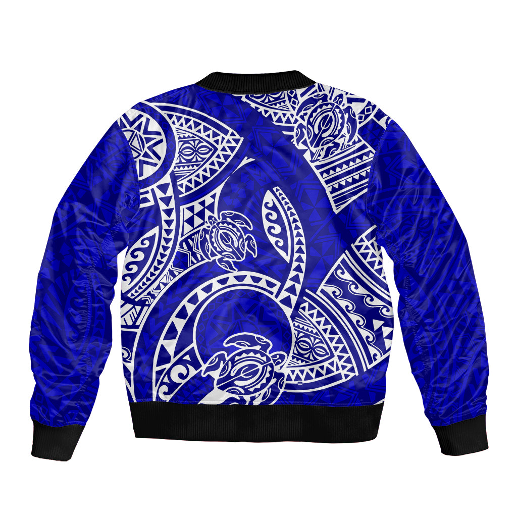 Polynesian Pride Hawaii Bomber Jacket Hawaiian Tribal Honu Blue Version LT14 - Polynesian Pride