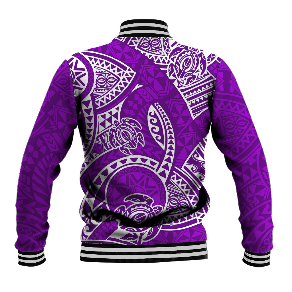Polynesian Pride Hawaii Baseball Jacket Hawaiian Tribal Honu Purple Version LT14 - Polynesian Pride