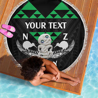 Personalised Aotearoa Rugby Beach Blanket New Zealand Maori Kete Matauranga Pattern LT14 - Polynesian Pride