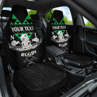 Personalised Aotearoa Rugby Car Seat Cover New Zealand Maori Kete Matauranga Pattern LT14 One Size Black - Polynesian Pride