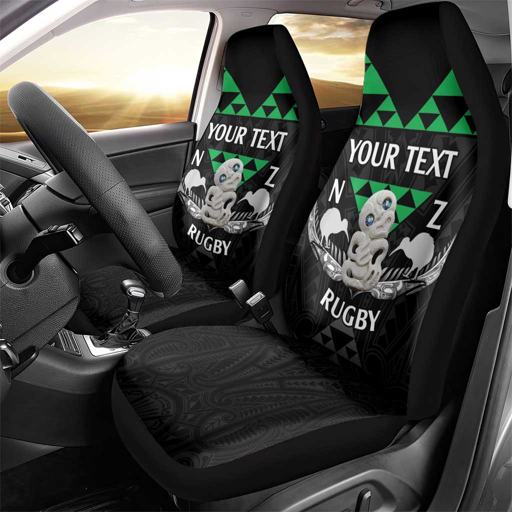 Personalised Aotearoa Rugby Car Seat Cover New Zealand Maori Kete Matauranga Pattern LT14 - Polynesian Pride