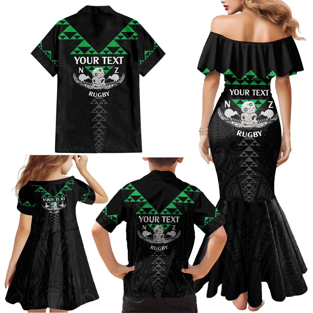Personalised Aotearoa Rugby Family Matching Mermaid Dress and Hawaiian Shirt New Zealand Maori Kete Matauranga Pattern LT14 - Polynesian Pride
