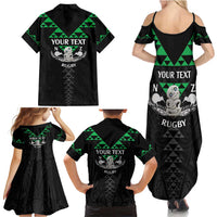 Personalised Aotearoa Rugby Family Matching Summer Maxi Dress and Hawaiian Shirt New Zealand Maori Kete Matauranga Pattern LT14 - Polynesian Pride