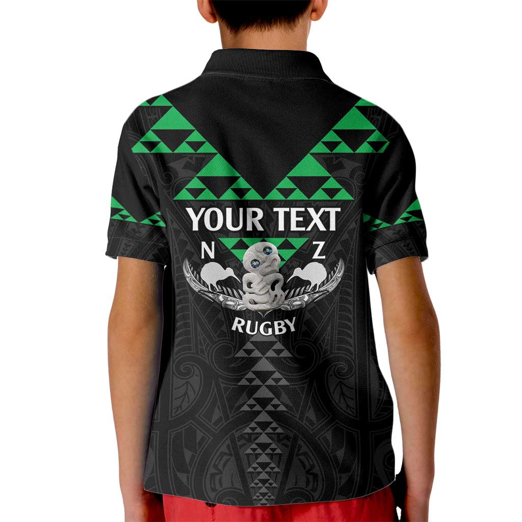 Personalised Aotearoa Rugby Kid Polo Shirt New Zealand Maori Kete Matauranga Pattern LT14 - Polynesian Pride