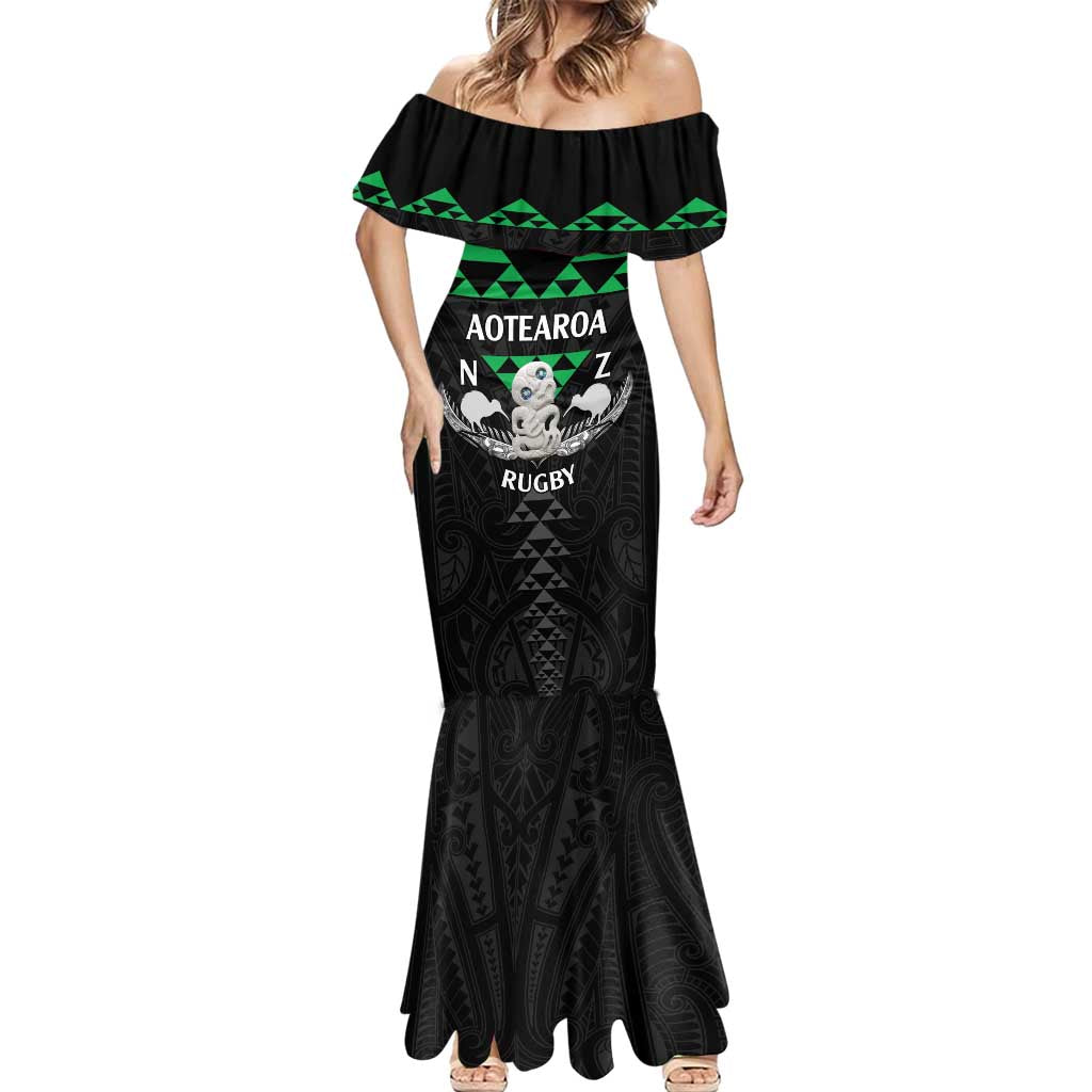 Personalised Aotearoa Rugby Mermaid Dress New Zealand Maori Kete Matauranga Pattern LT14 - Polynesian Pride