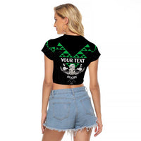 Personalised Aotearoa Rugby Raglan Cropped T Shirt New Zealand Maori Kete Matauranga Pattern LT14 - Polynesian Pride
