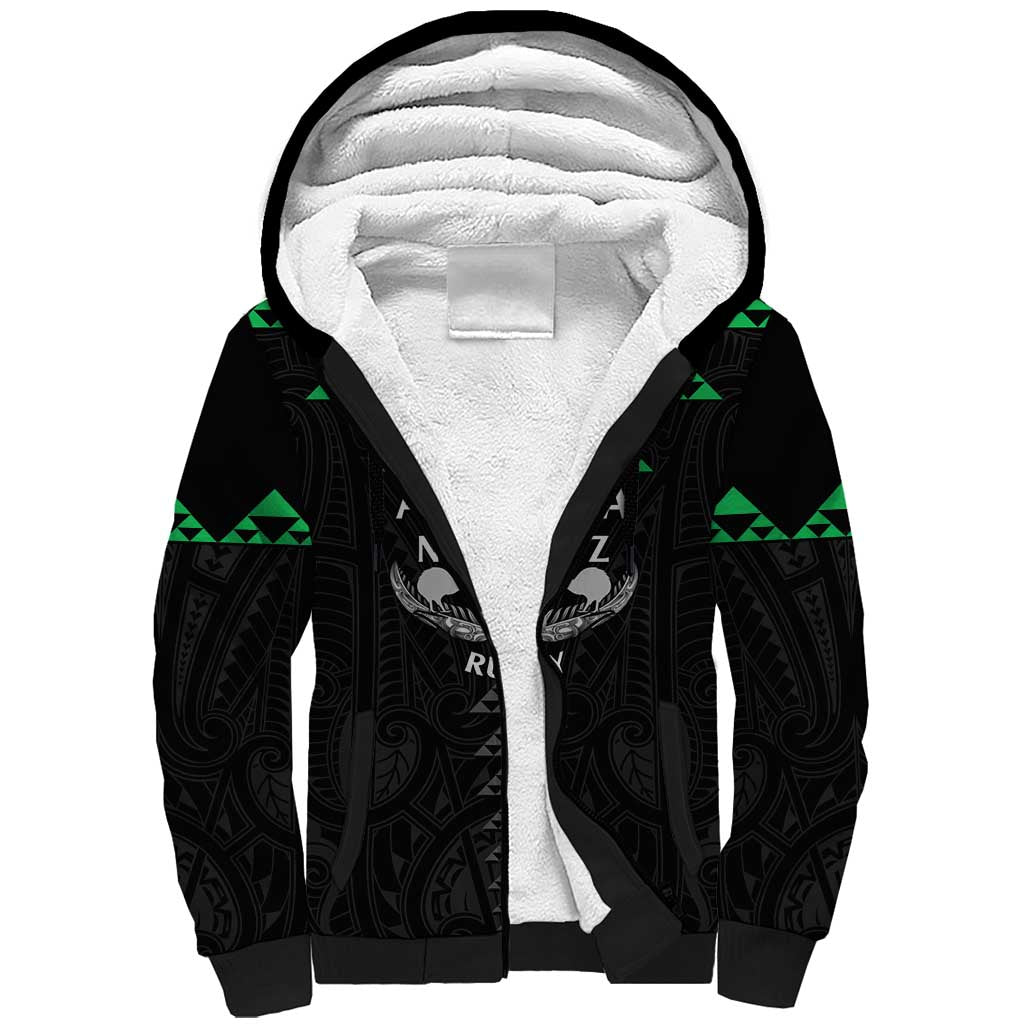 Personalised Aotearoa Rugby Sherpa Hoodie New Zealand Maori Kete Matauranga Pattern LT14 Unisex Black - Polynesian Pride