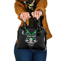 Personalised Aotearoa Rugby Shoulder Handbag New Zealand Maori Kete Matauranga Pattern LT14 One Size Black - Polynesian Pride