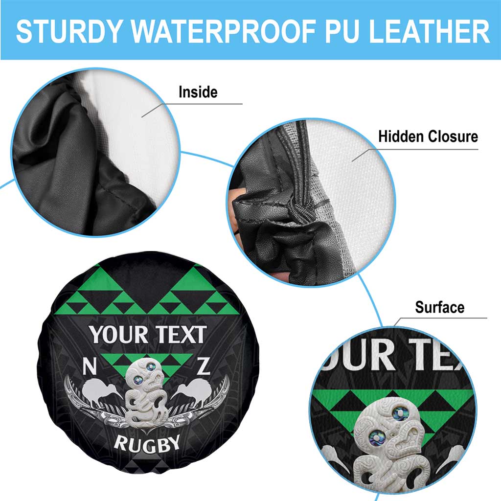 Personalised Aotearoa Rugby Spare Tire Cover New Zealand Maori Kete Matauranga Pattern LT14 - Polynesian Pride