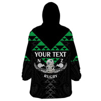 Personalised Aotearoa Rugby Wearable Blanket Hoodie New Zealand Maori Kete Matauranga Pattern LT14 - Polynesian Pride