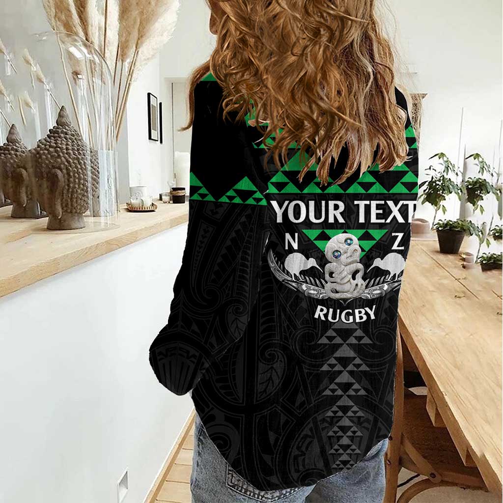 Personalised Aotearoa Rugby Women Casual Shirt New Zealand Maori Kete Matauranga Pattern LT14 - Polynesian Pride