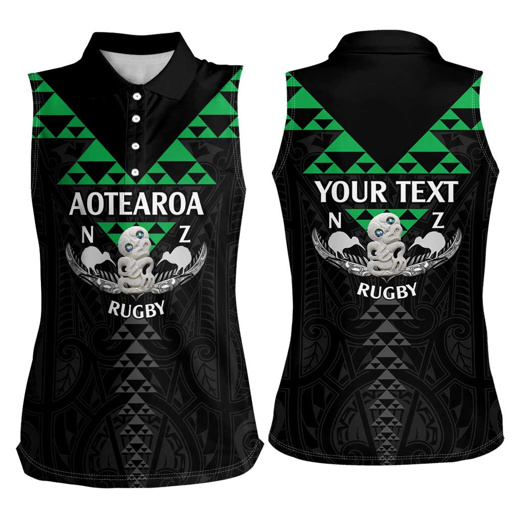 Personalised Aotearoa Rugby Women Sleeveless Polo Shirt New Zealand Maori Kete Matauranga Pattern LT14 - Polynesian Pride