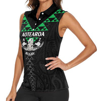 Personalised Aotearoa Rugby Women Sleeveless Polo Shirt New Zealand Maori Kete Matauranga Pattern LT14 - Polynesian Pride