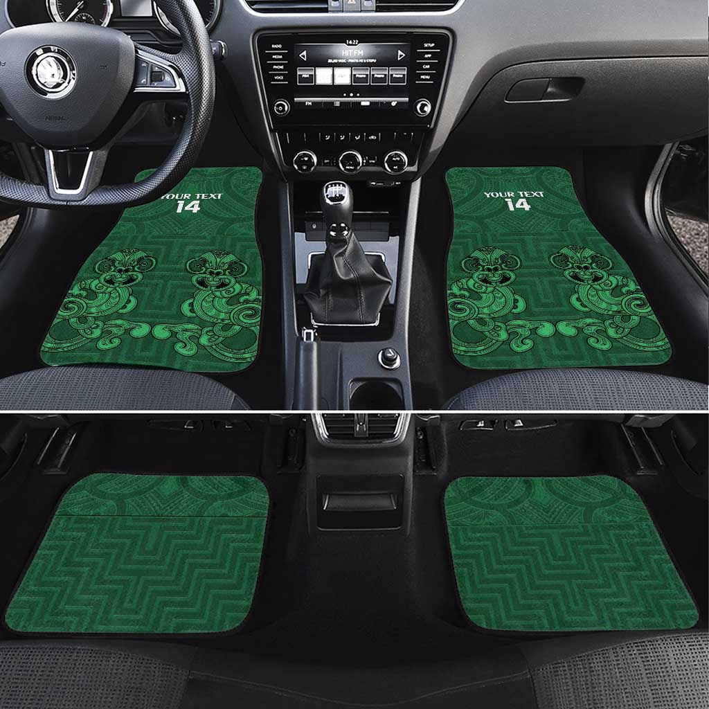 Custom Aotearoa Rugby Car Mats New Zealand Maori Kete Poutama Pattern LT14 Set 4pcs Green - Polynesian Pride