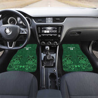 Custom Aotearoa Rugby Car Mats New Zealand Maori Kete Poutama Pattern LT14 Set 2pcs - Front Green - Polynesian Pride