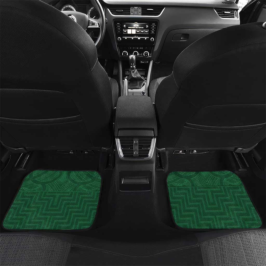 Custom Aotearoa Rugby Car Mats New Zealand Maori Kete Poutama Pattern LT14 Set 2pcs - Back Green - Polynesian Pride