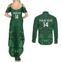 Custom Aotearoa Rugby Couples Matching Summer Maxi Dress and Long Sleeve Button Shirt New Zealand Maori Kete Poutama Pattern LT14 - Polynesian Pride