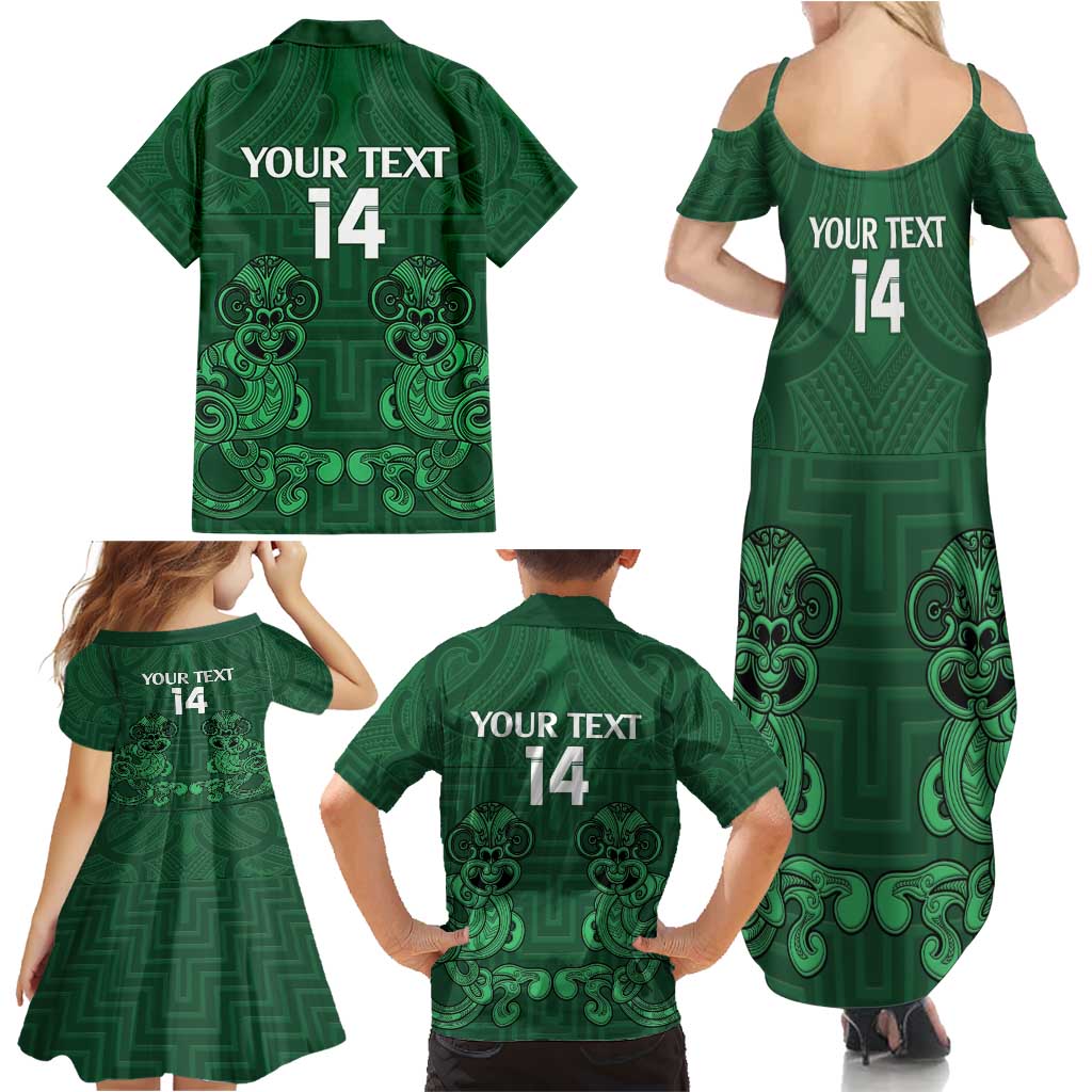 Custom Aotearoa Rugby Family Matching Summer Maxi Dress and Hawaiian Shirt New Zealand Maori Kete Poutama Pattern LT14 - Polynesian Pride