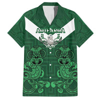 Custom Aotearoa Rugby Family Matching Summer Maxi Dress and Hawaiian Shirt New Zealand Maori Kete Poutama Pattern LT14 Dad's Shirt - Short Sleeve Green - Polynesian Pride