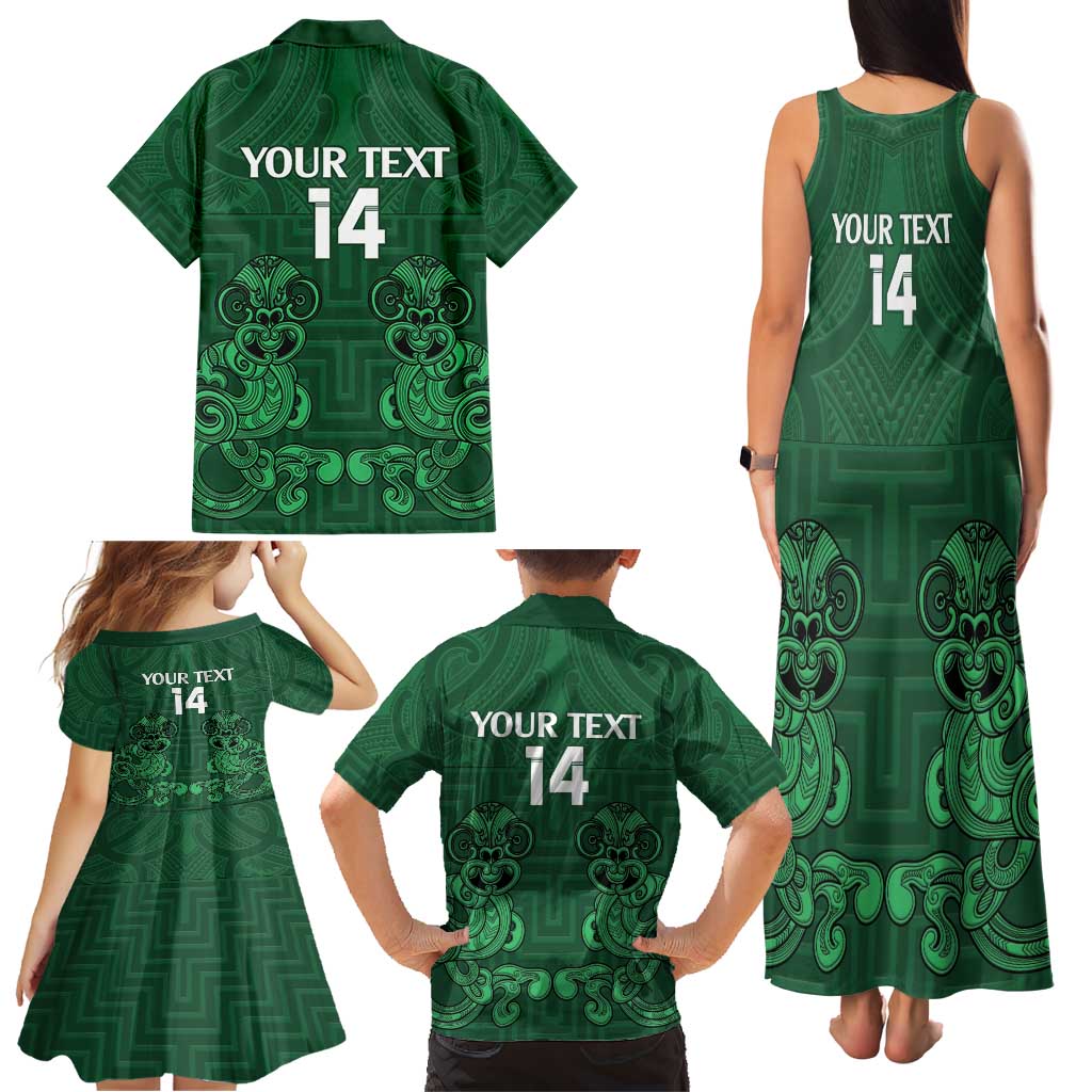 Custom Aotearoa Rugby Family Matching Tank Maxi Dress and Hawaiian Shirt New Zealand Maori Kete Poutama Pattern LT14 - Polynesian Pride