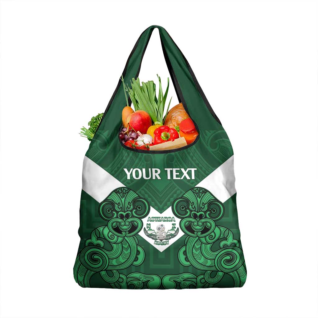 Custom Aotearoa Rugby Grocery Bag New Zealand Maori Kete Poutama Pattern