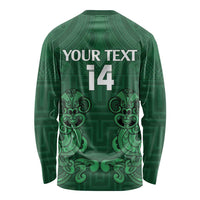 Custom Aotearoa Rugby Long Sleeve Shirt New Zealand Maori Kete Poutama Pattern