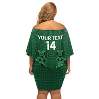 Custom Aotearoa Rugby Off Shoulder Short Dress New Zealand Maori Kete Poutama Pattern