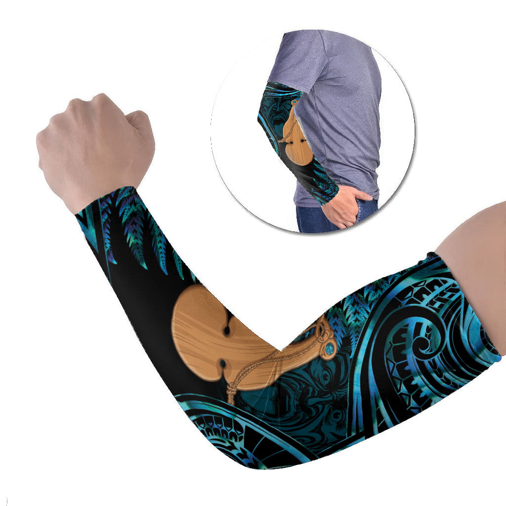 Kotiate New Zealand Arm Sleeves Maori Weapon Paua Shell Haka Fern LT14 Set of 2 Turquoise - Polynesian Pride