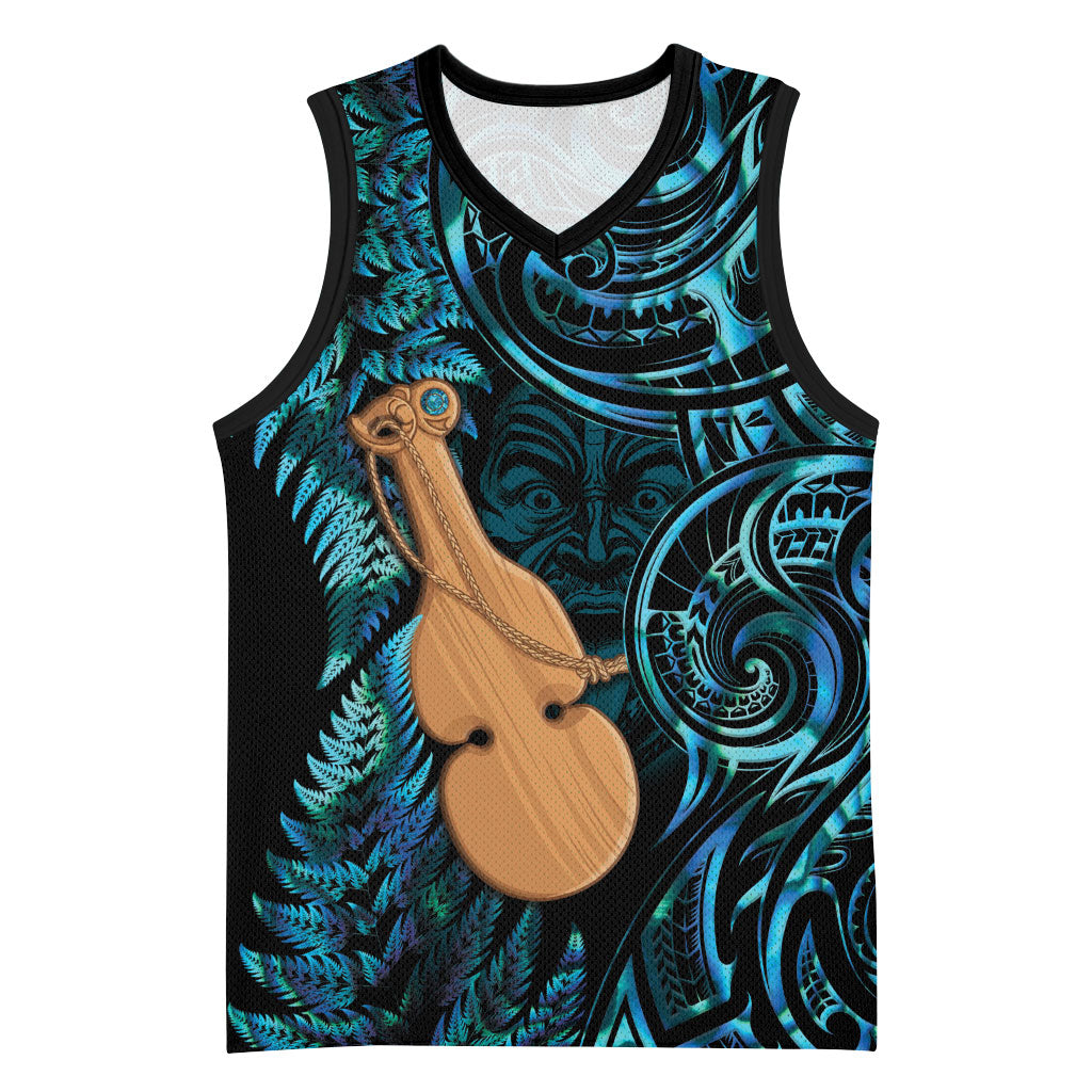Kotiate New Zealand Basketball Jersey Maori Weapon Paua Shell Haka Fern LT14 Unisex Turquoise - Polynesian Pride